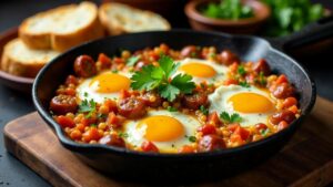 Kimchi and Sausage Breakfast Skillet