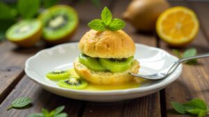 Kiwi-Profiteroles mit Passionsfruchtcreme