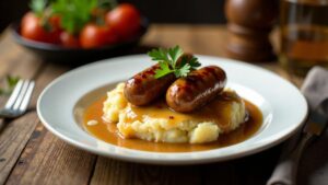 Klassische Bangers and Mash