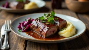 Klassische Rinderrouladen mit Rotkohl