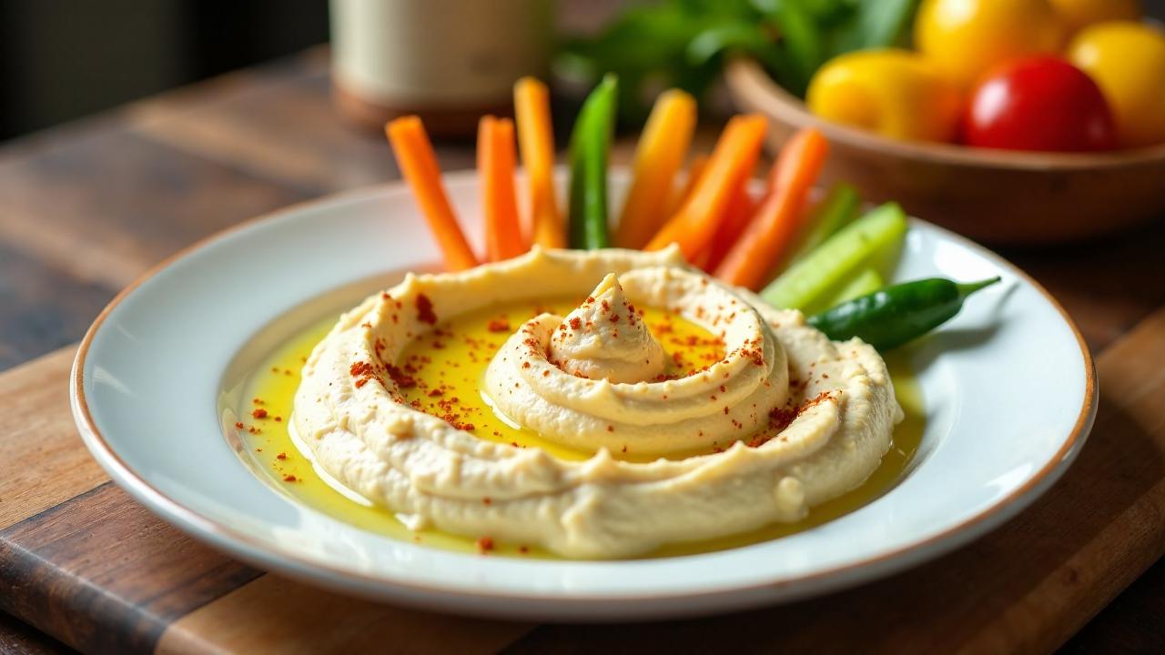 Klassischer Hummus und Gemüsesticks