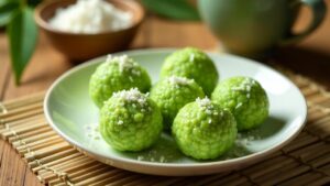 Klepon: Klebereisbällchen mit Palmzuckerfüllung