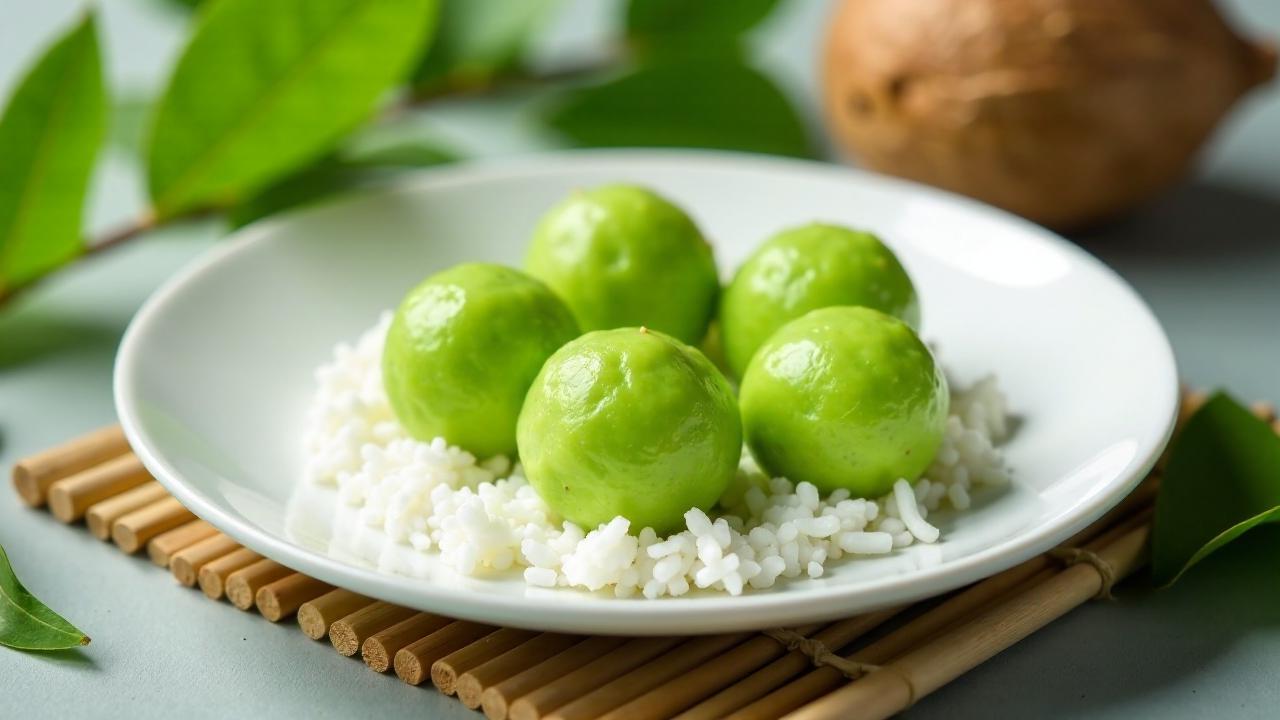 Klepon Pandan (pandan-filled rice balls)