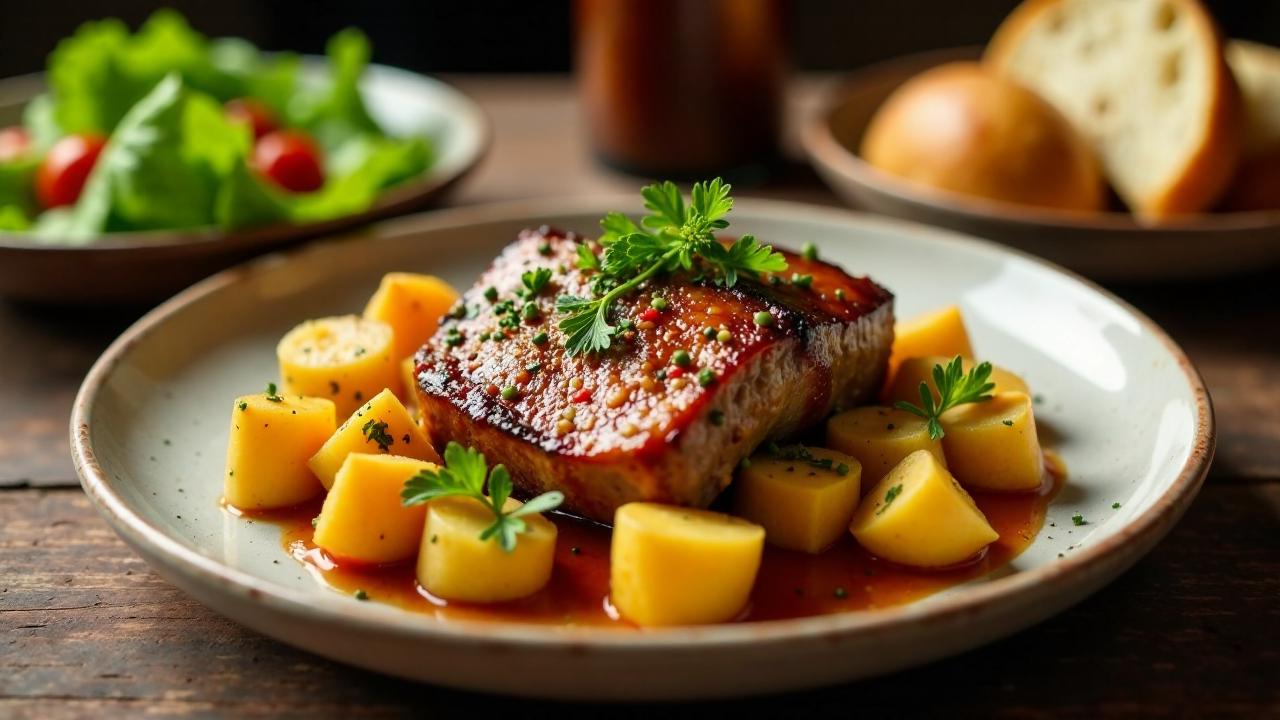 Knoblauchbraten im glasierten Tontopf