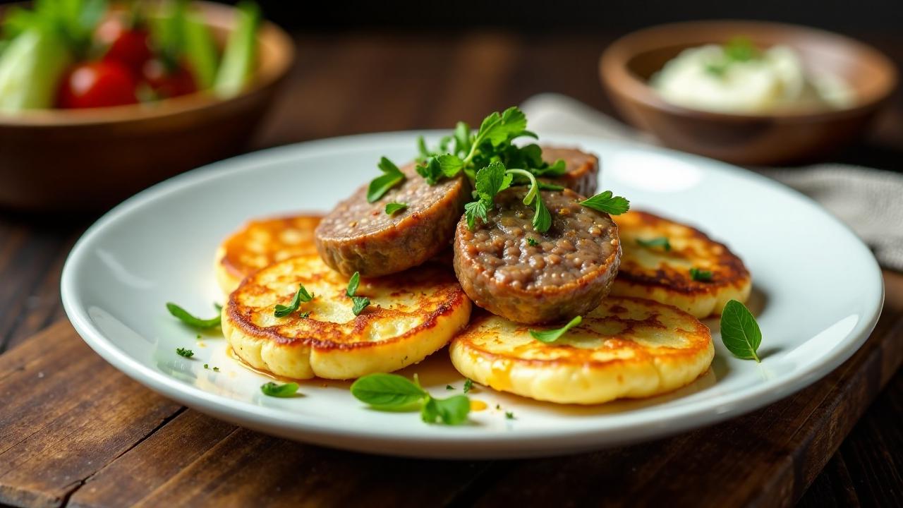 Knusprige Kartoffelpuffer mit Leberwurst