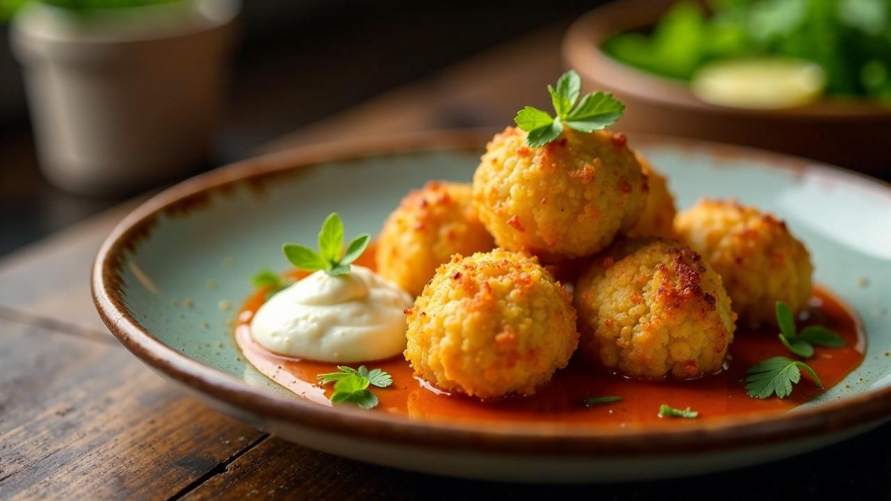 Knuspriger Fisch-Taro-Kroketten