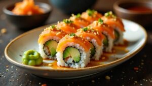 Kokosnuss-Sushi mit Fisch