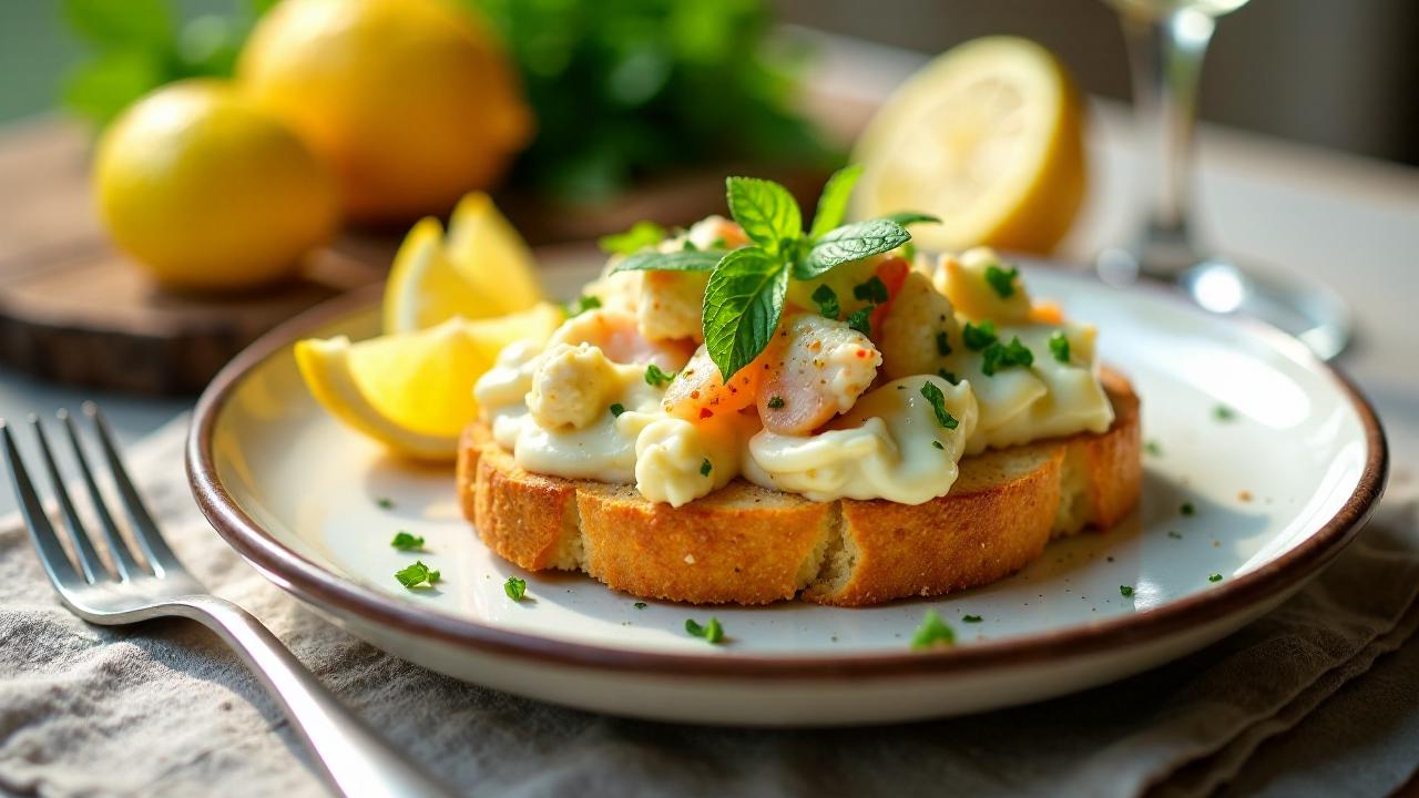 Krabbenbrot mit Zitronenmayonnaise