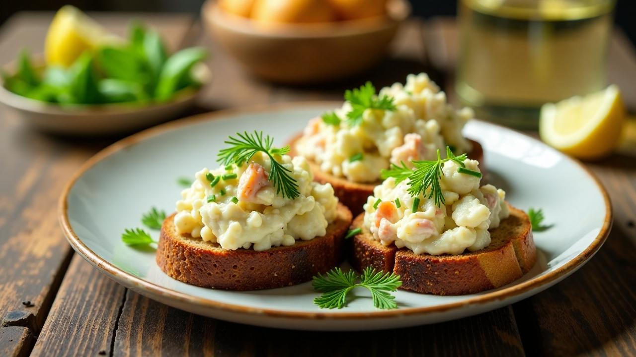 Krabbensalat auf Roggenbrot