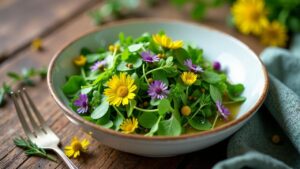 Kräutersalat mit Wildblüten