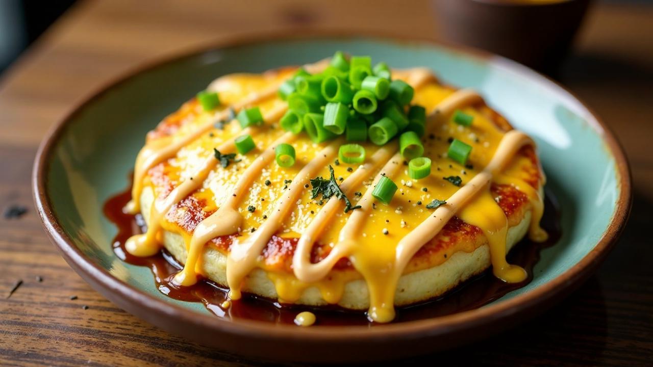 Käse-überbackenes Okonomiyaki