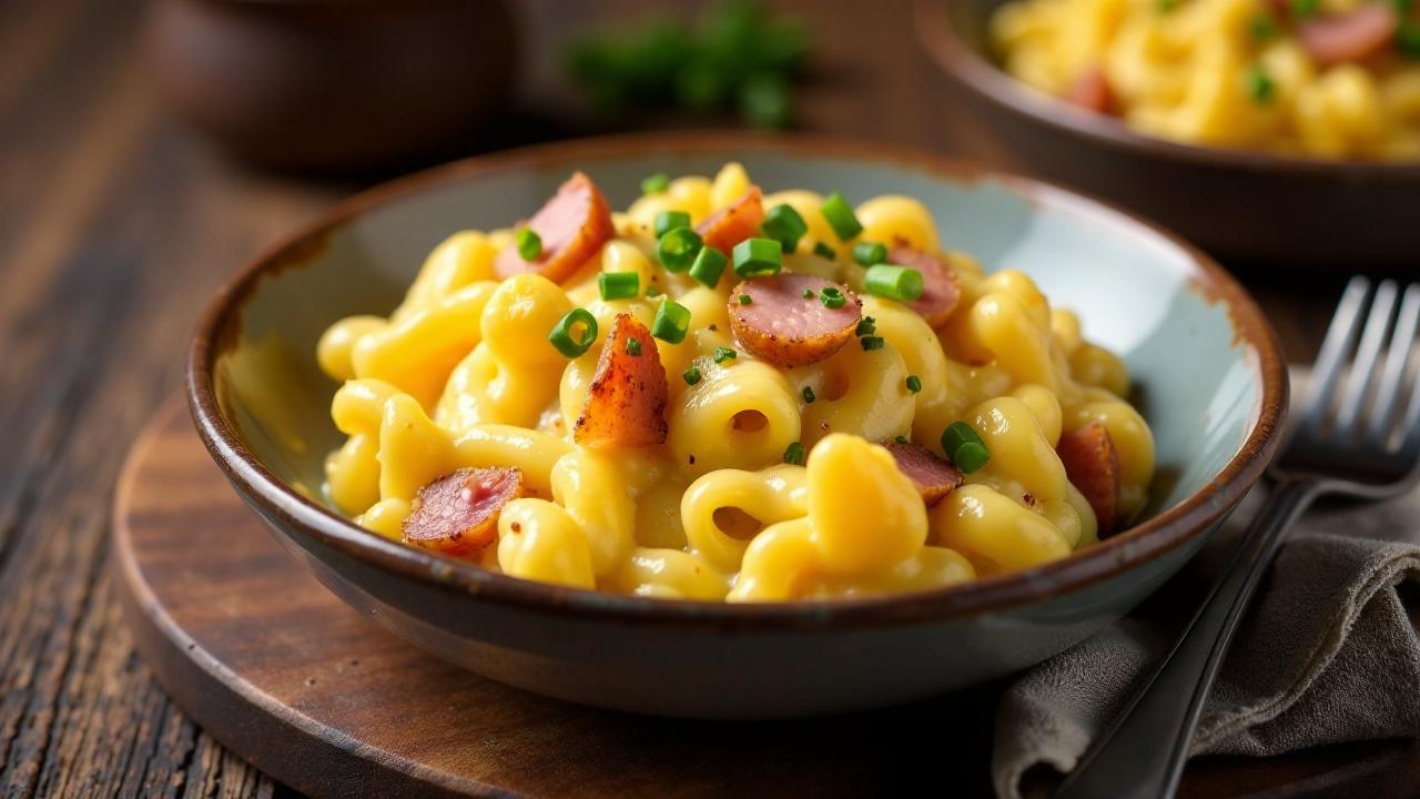 Käsespätzle mit Ananas und Schinken