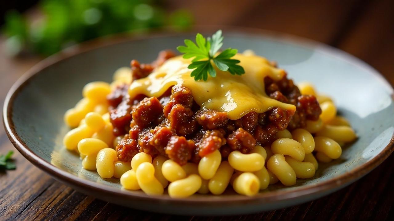 Käsespätzle mit Gulasch