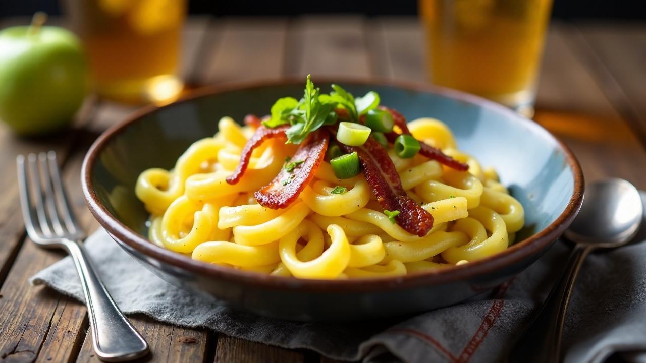 Käsespätzle mit Speck und Lauch