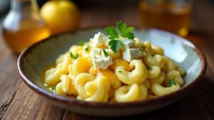 Käsespätzle mit Ziegenkäse und Honig