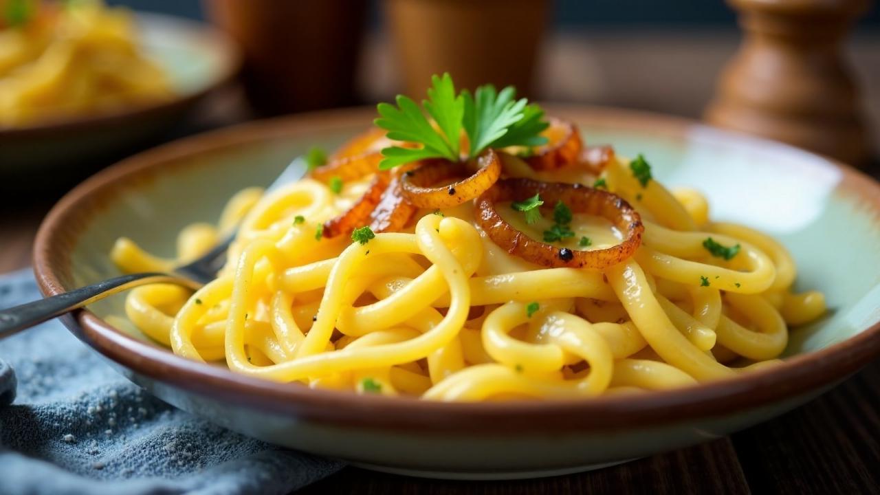 Käsespätzle mit karamellisierten Zwiebeln