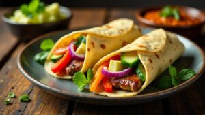 Kudusteak Wraps mit Gemüse