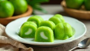 Kuih Dadar - Pandan-Kokosnusspfannkuchen