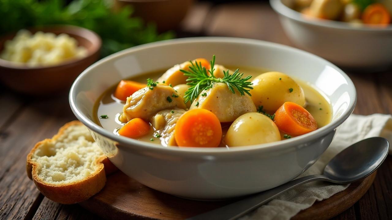 Kycklinggryta med dill (Hühnchen-Dill-Eintopf)