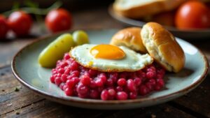 Labskaus mit Spiegelei und Rollmops