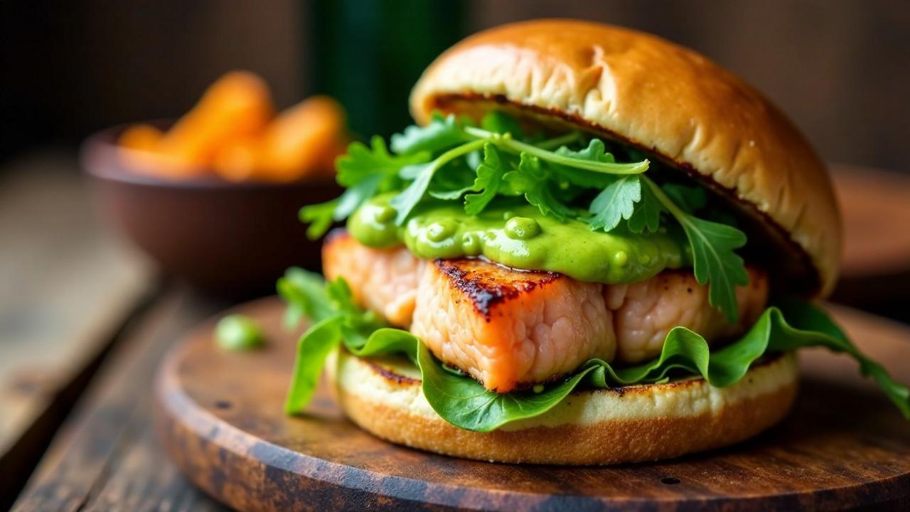 Lachs-Burger mit Avocado-Creme