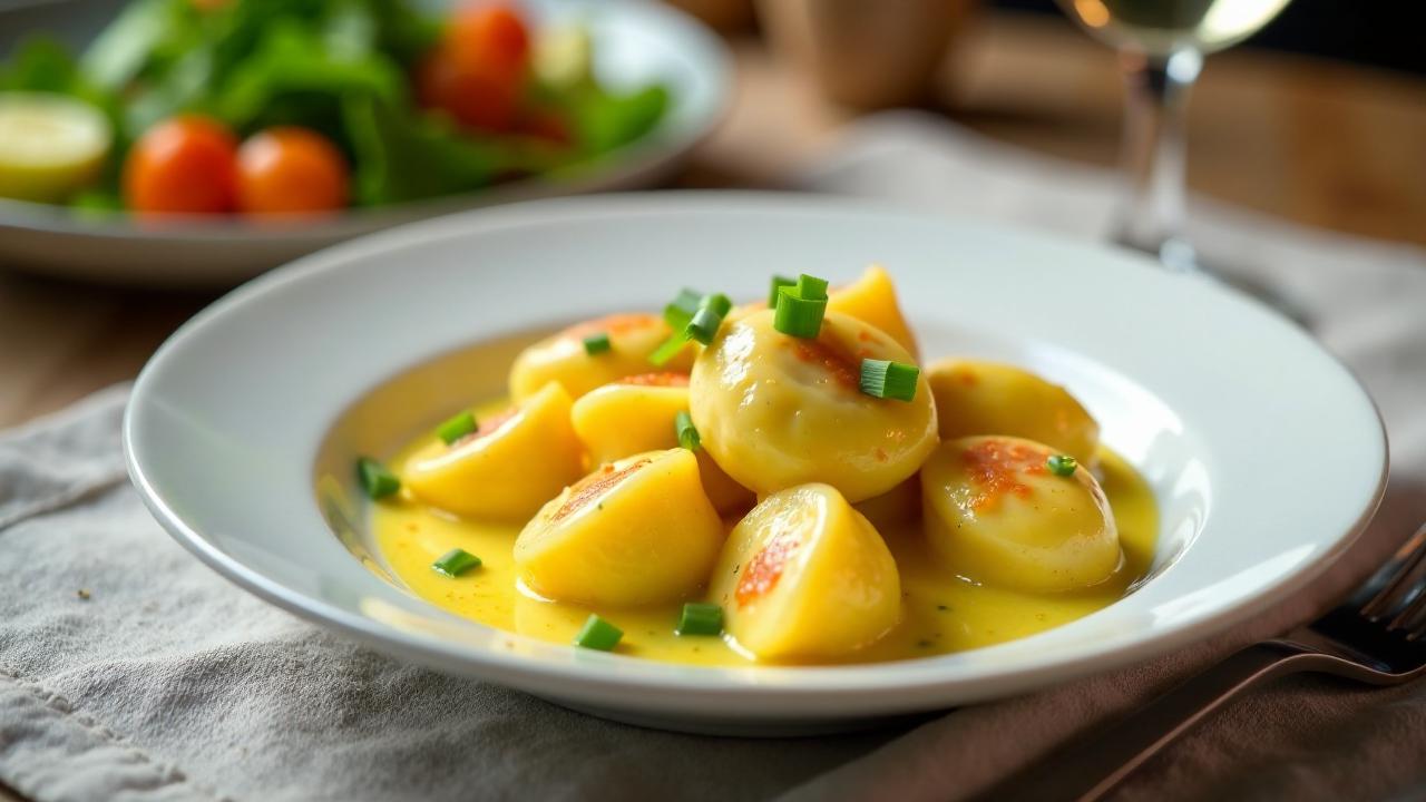 Lachs-Tortellini mit Safransauce