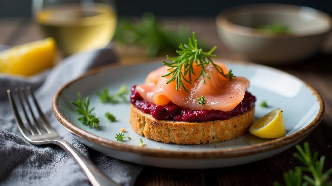 Lachs auf Rüben-Crostini