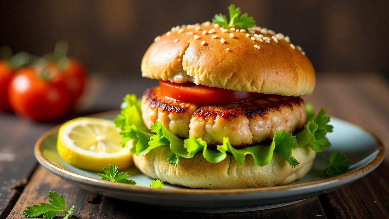 Lachsburger mit Kartoffelbrötchen