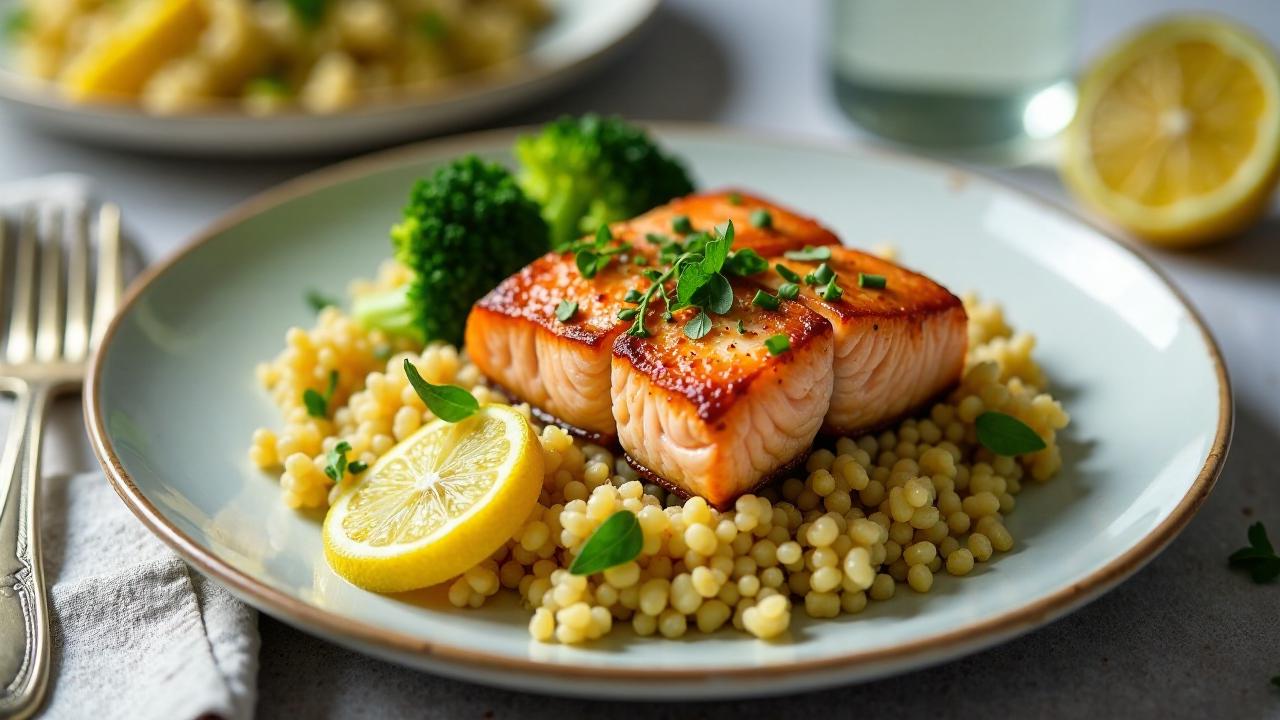 Lachsfilet mit Quinoa und Brokkoli