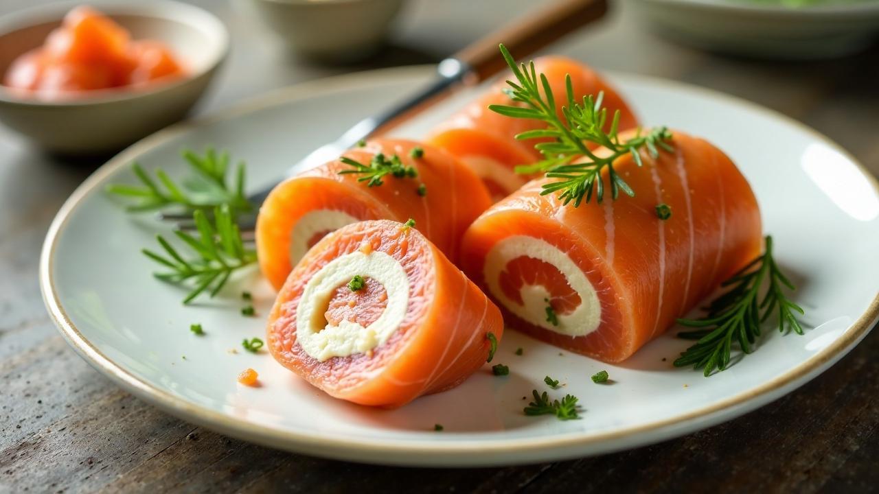 Lachsröllchen mit Meerrettichcreme