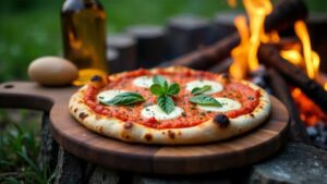 Lagerfeuer-Pizza Margherita