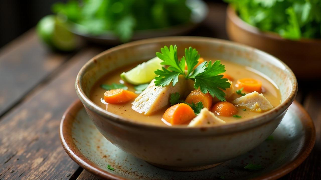 Laotische Huhn-Koriander-Suppe