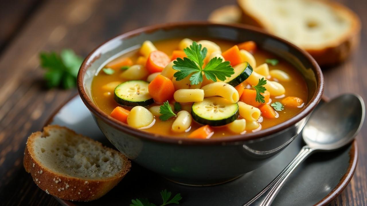 Latgaliešu zlotiņš (Makkaroni-Gemüse-Suppe)