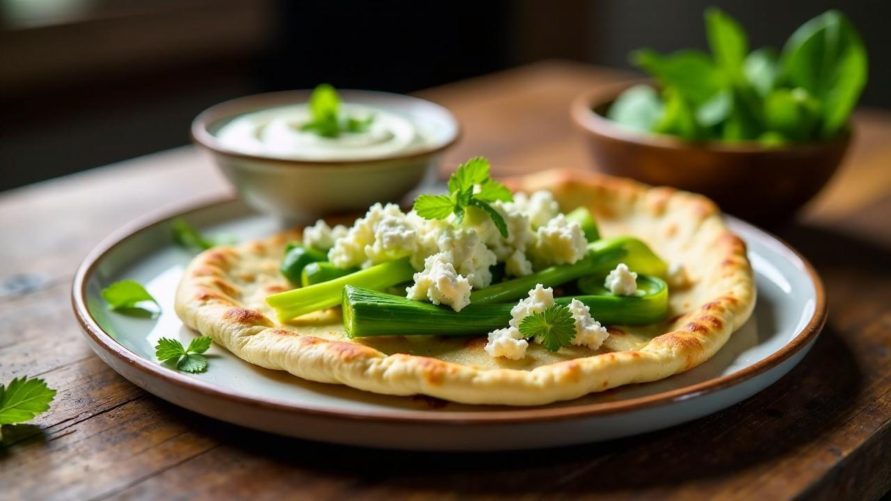 Lauch und Ziegenkäse Pita