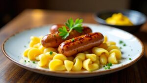 Laugenspatzen mit Frankfurter Würstchen