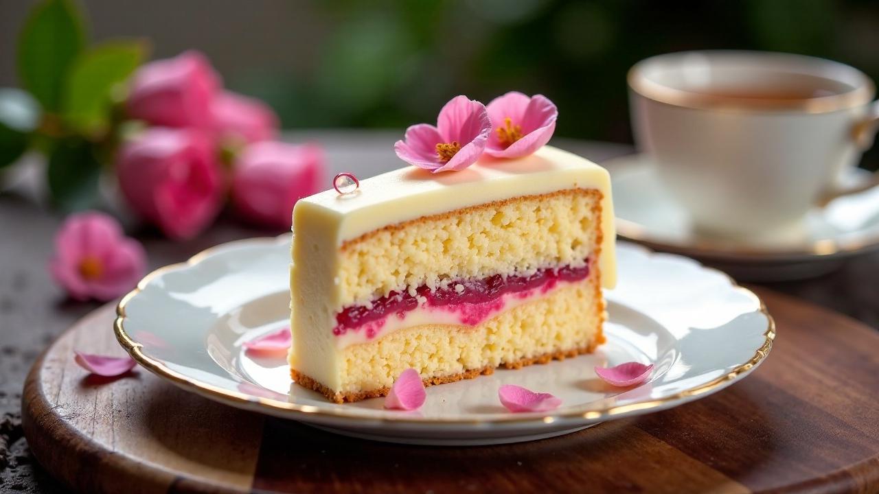 Lübecker Marzipantorte mit Rosenblüten