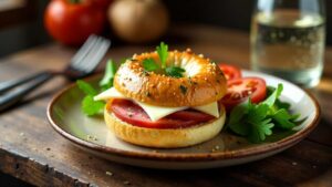 Leberkäse-Bagel mit Frischkäse