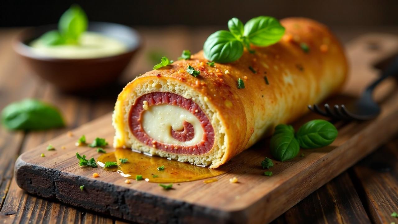 Leberkäse-Basilikum-Roulade