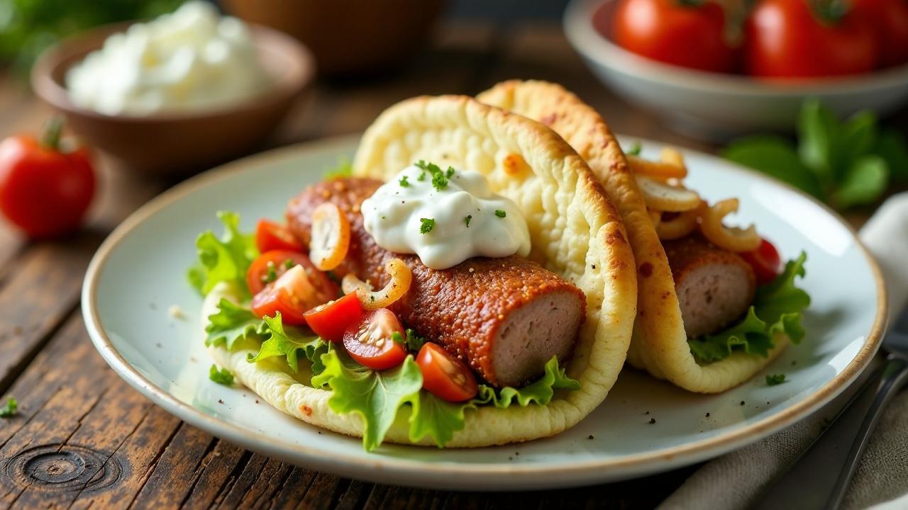 Leberkäse-Gyros mit Tzatziki