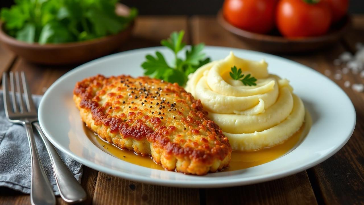 Leberkäse-Schnitzel mit Kartoffelpüree