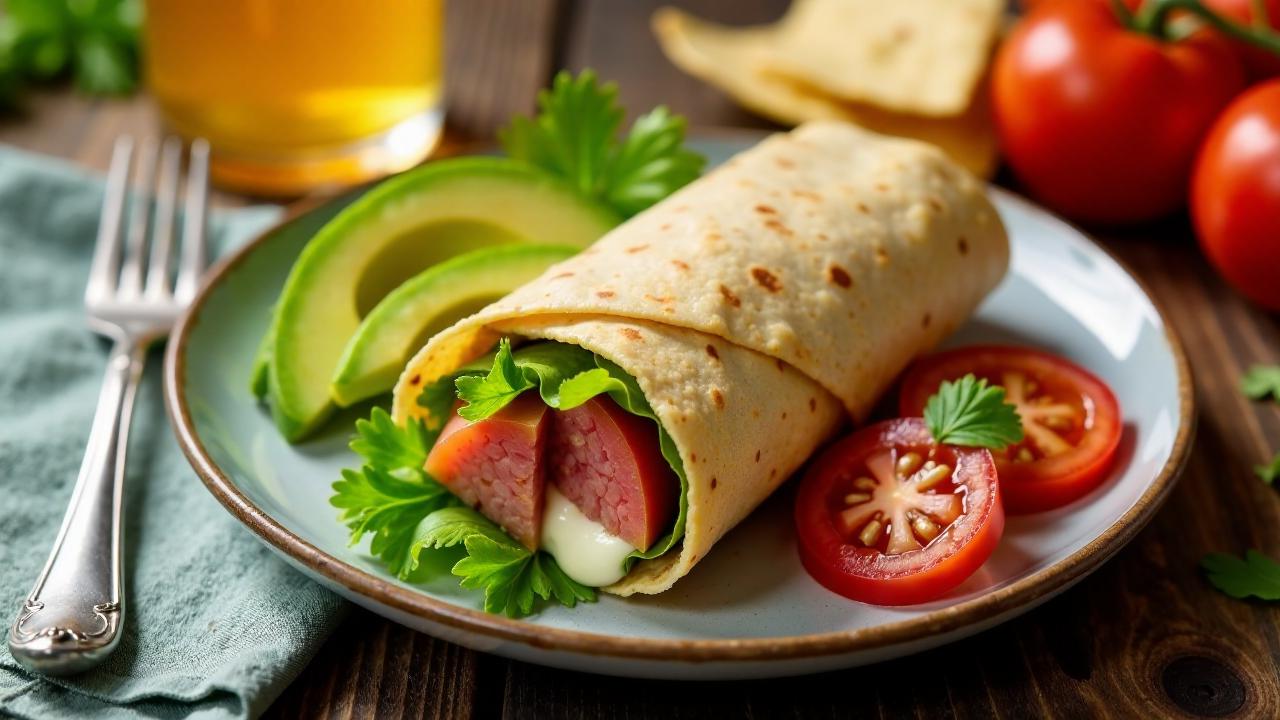 Leberkäse-Wrap mit Avocado