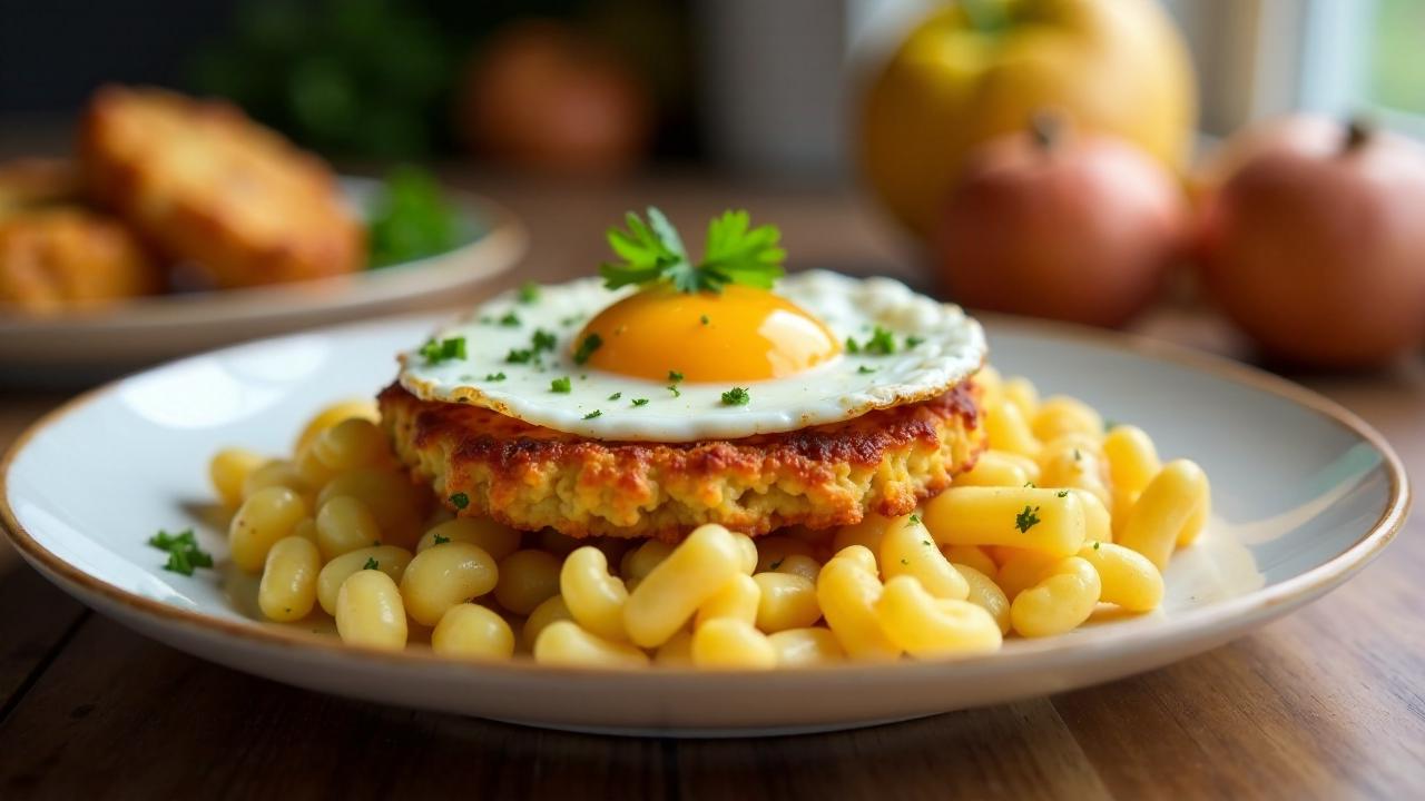 Leberkäse mit Bratkartoffeln und Eiern