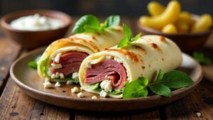 Leberkäsewraps mit bayerischem Kraut