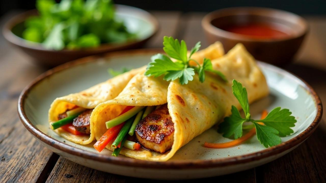 Lechon Bahn Xeo: Vietnamesische Crêpes mit Lechon