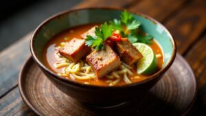 Lechon Laksa: Singapurische Nudelsuppe mit Lechon