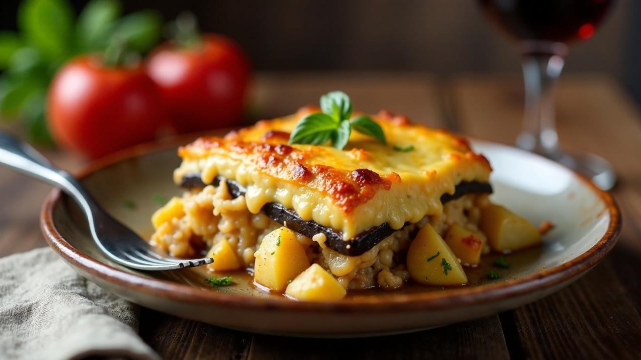 Lechon Moussaka: Griechischer Auflauf mit Lechon