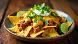 Lechon Nachos: Tortilla-Chips mit Lechon und Käse