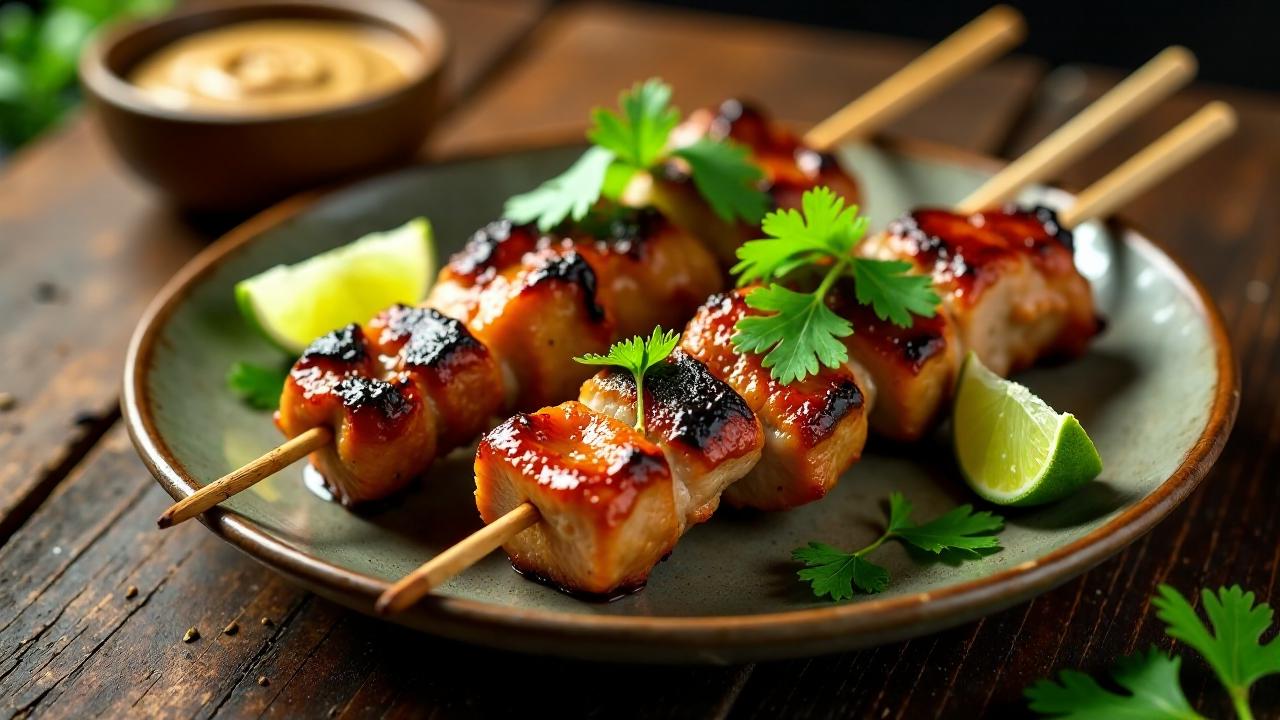 Lechon Satay: Indonesische Spieße mit Erdnusssauce