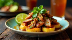 Lechon Tostones: Gebratene Kochbananen mit Lechon