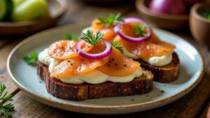 Leib mit Vürtsikilu-Roggenbrot mit gewürztem Hering